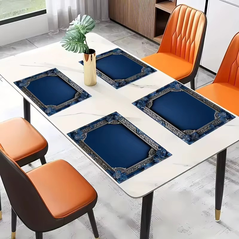 VIKAMA Tischsets 4er Set aus PVC in Dunkelblau mit modernem Grafikdesign, rechteckig - Bild 2