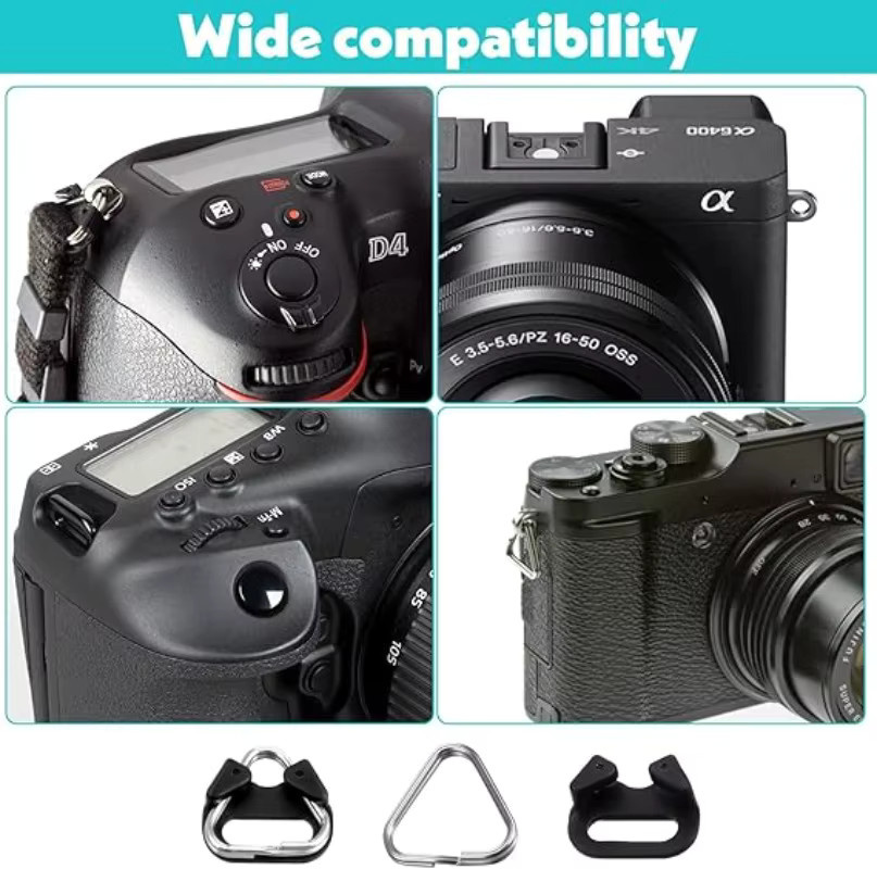 Kameragürtelhaken Dreieck Split Ring als Ersatz-Kameraschnalle für Fujifilm, Nikon, Sony, Olympus und Pentax - Bild 4