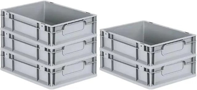 PROREGAL Spar Set 5x Eurobox Nextgen Economy Transportboxen mit geschlossenen Griffen, Grau, H x B x T: 12 x 30 x 40 cm, 11 Liter - Bild 1