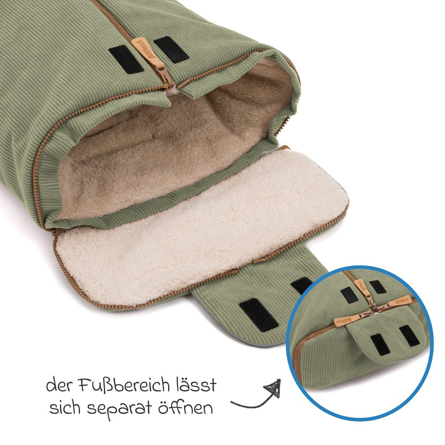 Fillikid Winterfußsack Nevis Cord für Babyschalen und Babywannen in Grün - Bild 4
