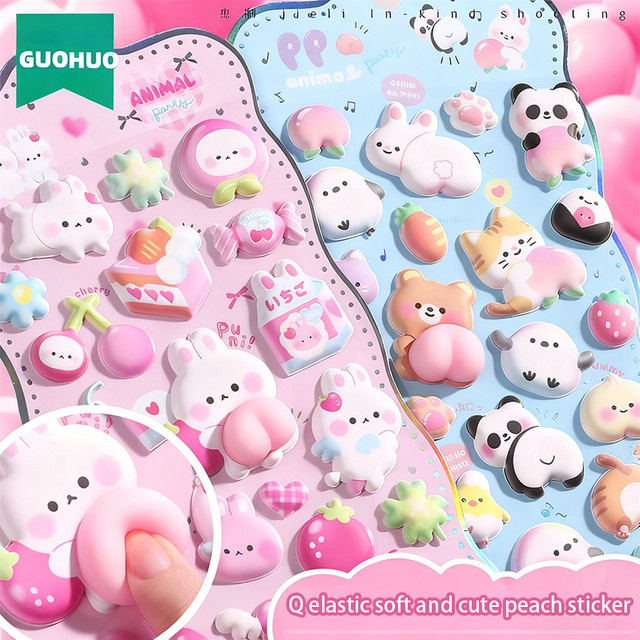 Kawaii 3D Kaninchen Hintern Pfirsich Pinch Aufkleber für Handyhülle und Scrapbook DIY - Bild 1