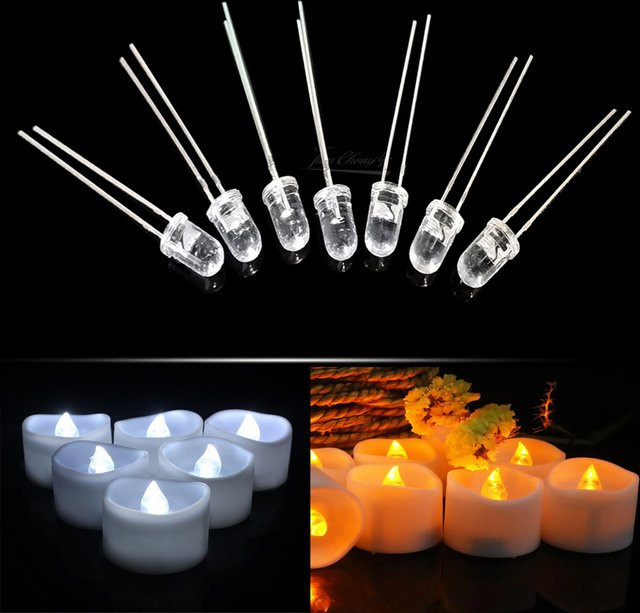 50 Stück TiaoChongYi LED Kerzenflacker Dioden in Orange und Gelb mit 3mm oder 5mm Durchmesser - Bild 1