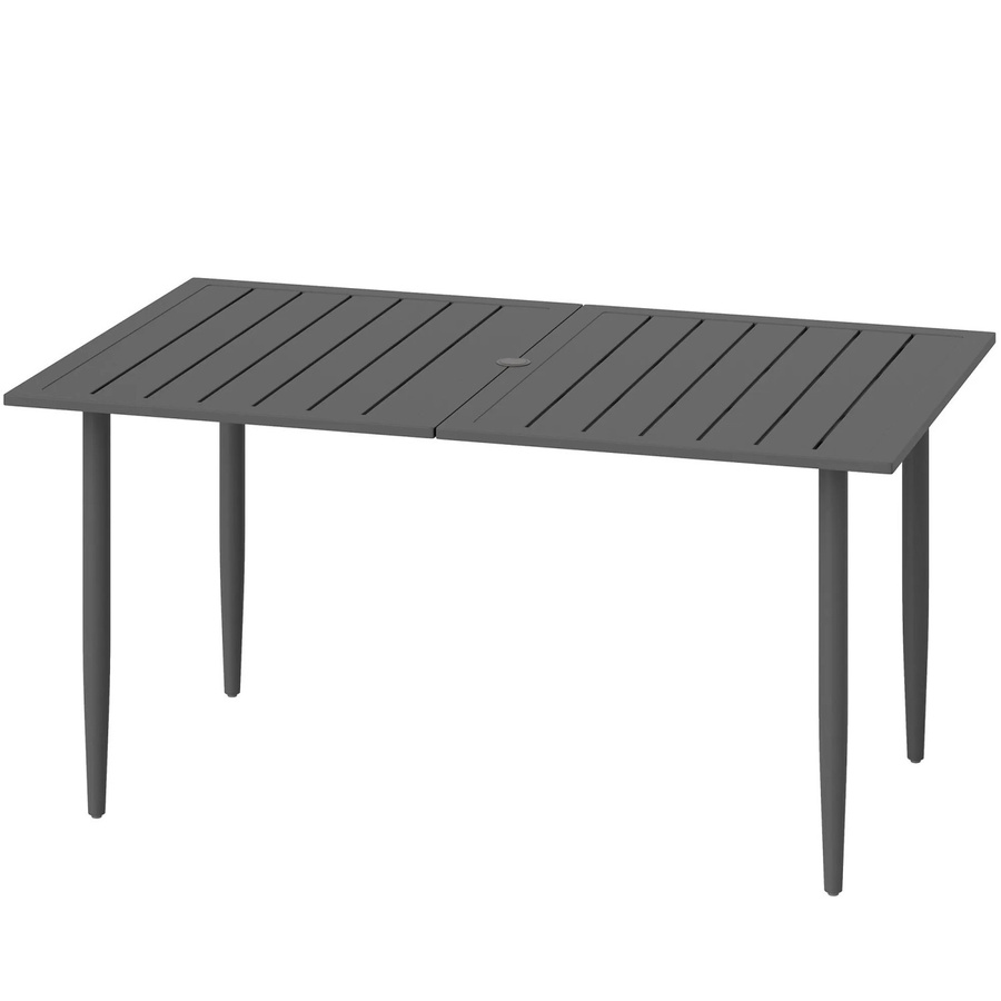 Outsunny Gartentisch aus Stahl mit Schirmloch in Schwarz, B/T/H: 150 x 90 x 73 cm - Bild 2