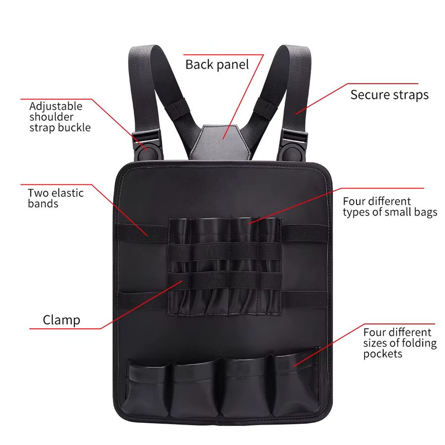 Professionelle Brusttasche aus Kunststoff für Scheren, Kämme und Clips in Schwarz zur Aufbewahrung von Styling-Werkzeugen im Salon oder Barbershop - Bild 6