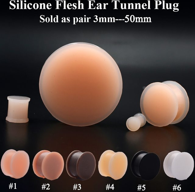 Ohr Piercing Plugs Silikon, Bunt, Unisex, 3mm-50mm - Bild 1