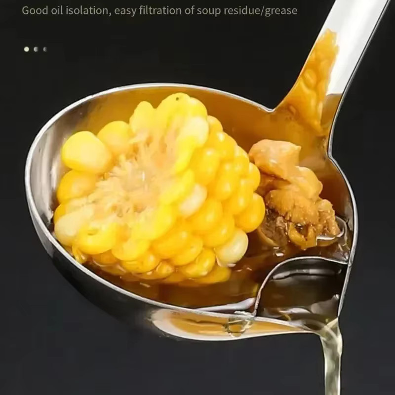 Edelstahl Öl-Trennlöffel in Silber als Fettseparator und Sieb für Suppe und Soße - Bild 3