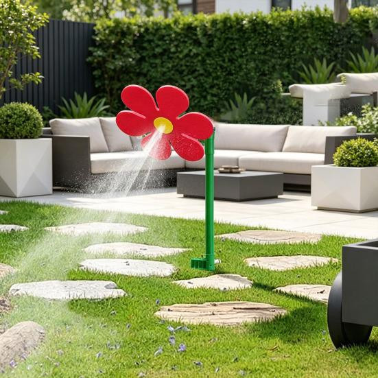 Crazy Daisy Rasensprenger von Talos home Garden, 360-Grad-drehender Gartenbewässerungssprenger in Gelb mit 3/4-Zoll Anschluss - Bild 2