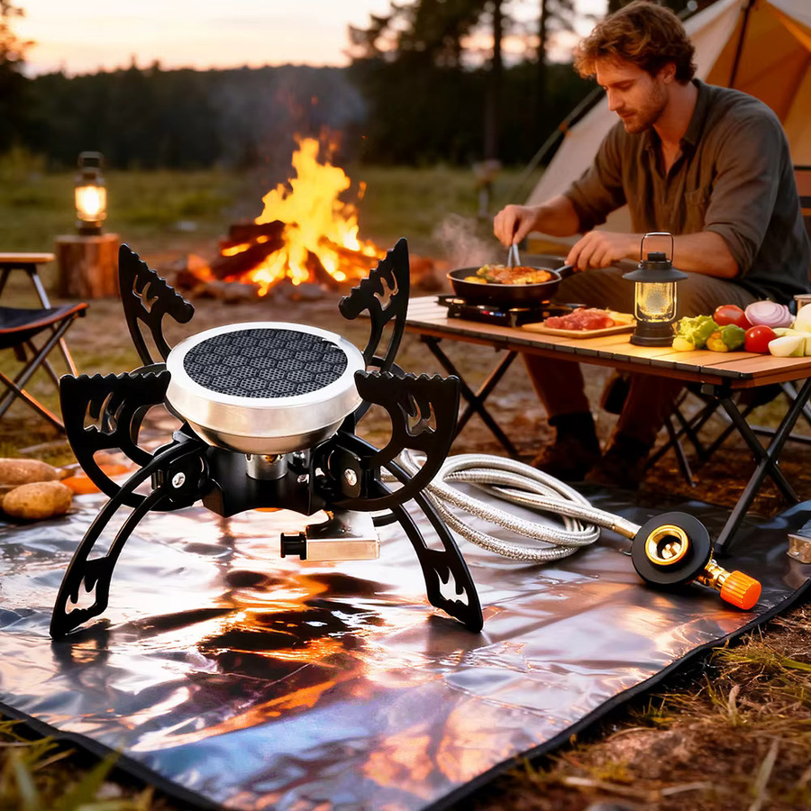 RESISTLAND Camping-Kocher 4200 W faltbarer Gaskocher windbeständig in Schwarz - Bild 3
