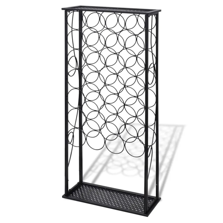 vidaXL Flaschenregal aus Schmiedeeisen in Schwarz für 28 Flaschen, B/T/H: 47,5 x 21 x 100 cm - Bild 2