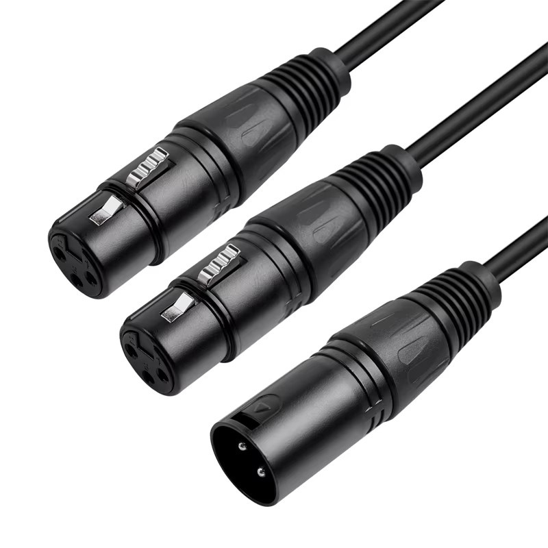 Sound Cannon XLR-Kabel Y-Splitter, männlich auf Dual-Weiblich, 3-poliges symmetrisches analoges Audio-Verlängerungskabel, Schwarz - Bild 6