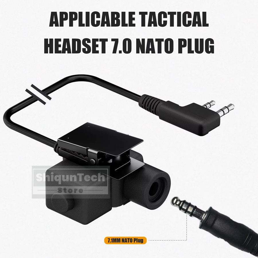 BaoFeng DM-32 Taktisches Walkie Talkie Headset mit PTT U94 für Kenwood Funkgeräte, Schwarz - Bild 3