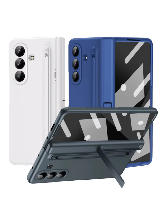 Schutzhülle für Samsung Galaxy Z Fold 7 6 5 4 3 mit Scharnier-Halterung, S Pen Steckplatz und gehärtetem Glas in Schwarz - Bild 6