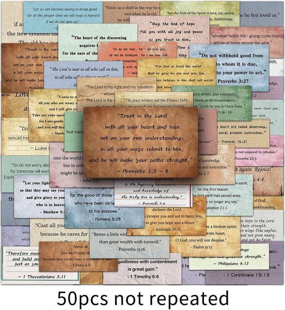 50 Stück Vintage-Aufkleber mit Bibel-Zitaten von BulingBulingStickers Store, wasserfeste Dekoration in Multicolor - Bild 1