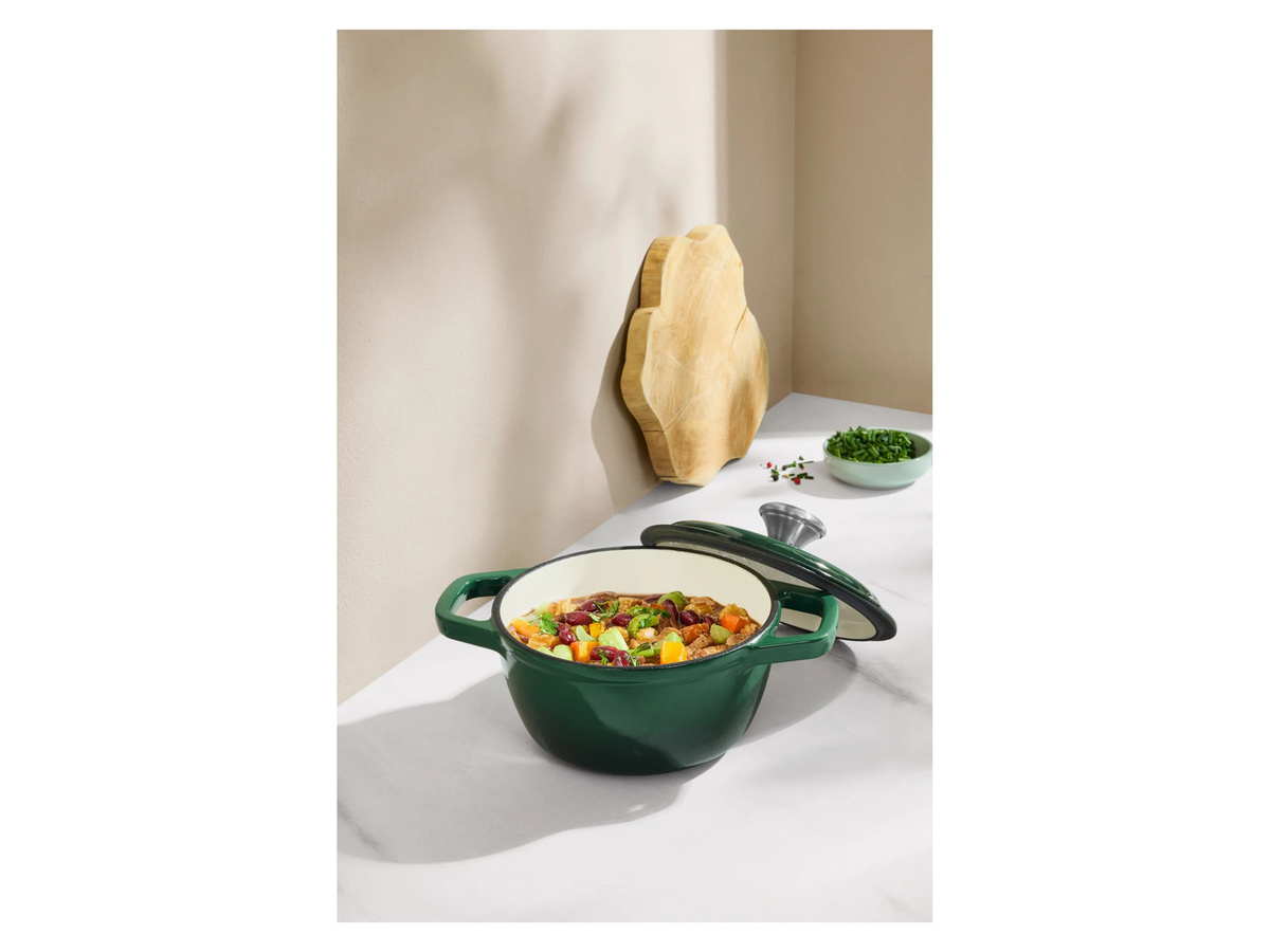 SILVERCREST Premium Gusseisentopf mit Emaille in Grün, Durchmesser: 16 cm - Bild 2
