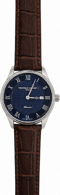 Frederique Constant Herrenuhr, Quarz, Edelstahl, Blau, 39 mm, Leder - Bild 1