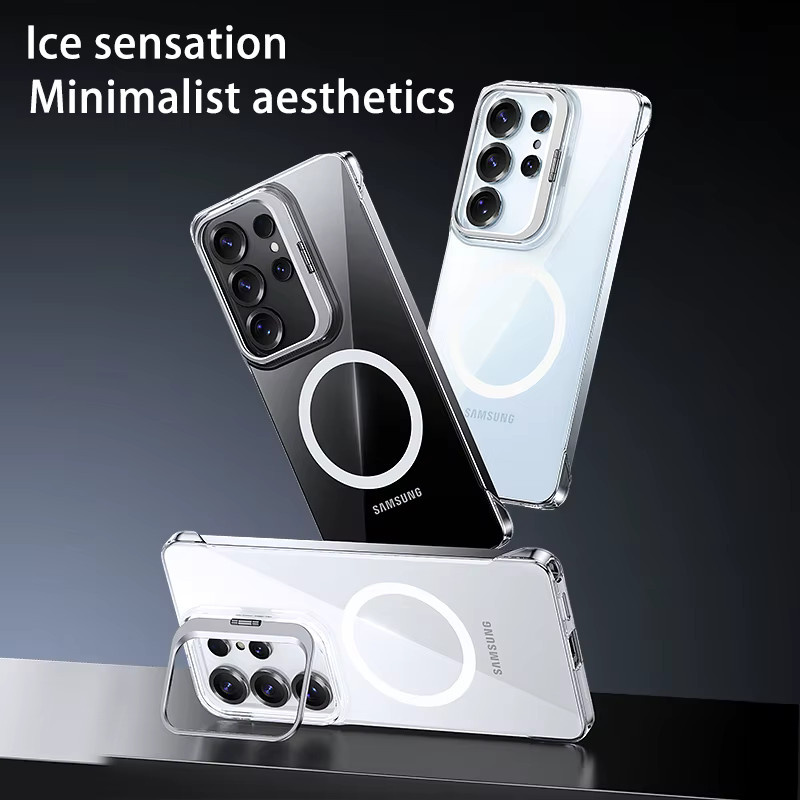 Linsen-Kickstand Rahmenlose Transparente Handyhülle mit MagSafe Magnetischem Schutz für Samsung Galaxy S26 S25 Ultra S26 Plus S24 FE - Bild 3