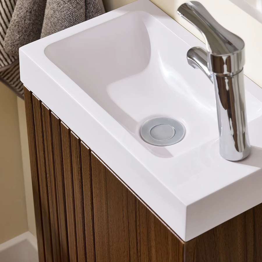 SoBuy Waschbeckenunterschrank BZR196-BR in Braun, Hängendes Badmöbel-Set mit Waschbecken und 2 Türen, B/T/H: 40 x 22 x 56 cm - Bild 3