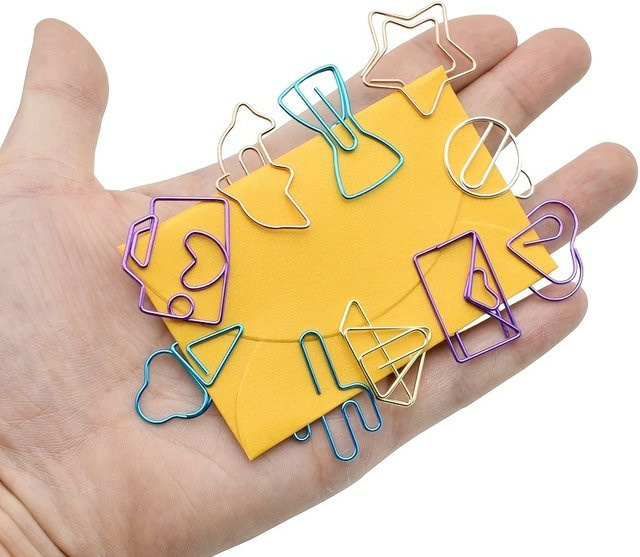 10 Stück bunte Metall Büroklammern als hohle Lesezeichen Clips für den Schul- und Bürobedarf in Grün und Multicolour - Bild 1