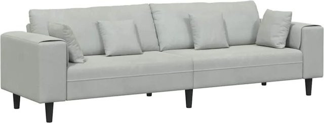 vidaXL Sofa aus Samt mit Kissen in Hellgrau, B/T/H: 250 x 77 x 76 cm - Bild 1