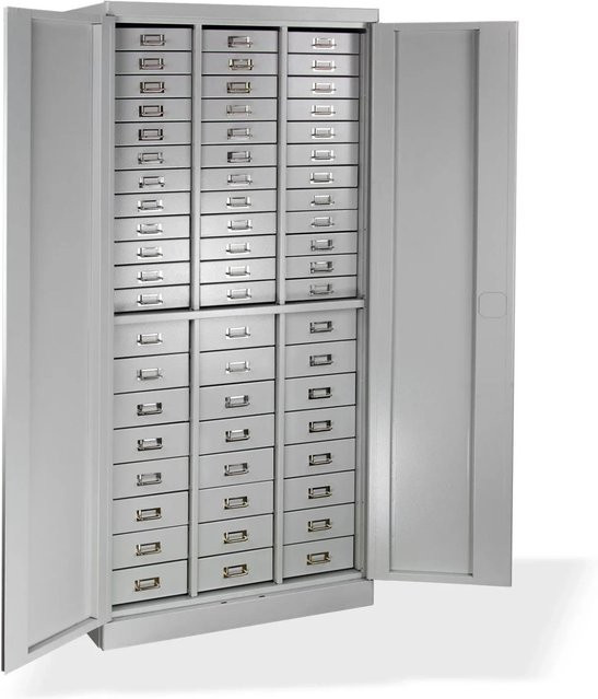 PROREGAL Schubladenschrank Chinchilla mit 60 Schubladen aus Metall, Lichtgrau, H x B x T: 179 x 80 x 41 cm - Bild 1