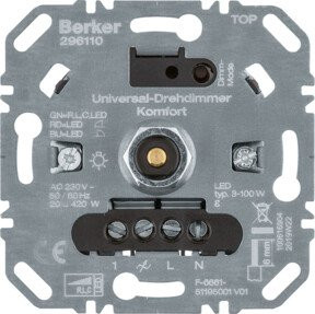 Berker Uni-Drehdimmer Komfort für R, L, C und LED als Einbau-Drehdimmer 296110 - Bild 1