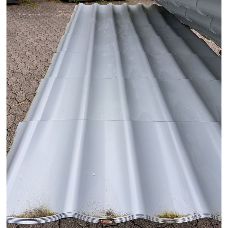 Friedrich von Lien AG Pfannenblech Typ 2 Trapezform aus Aluminium, Weißaluminium RAL 9006, 6 Stück, Länge: 2,50 m - Bild 1