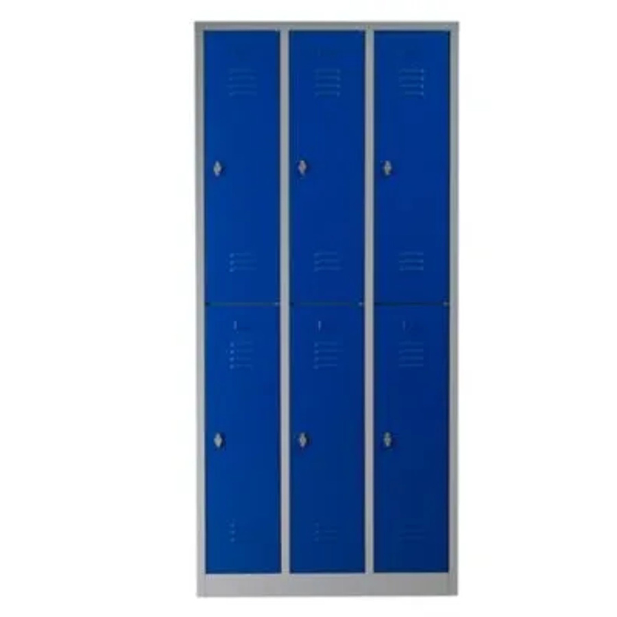 PROREGAL Garderobenspind Camel 6-Fächer aus Metall mit Vorhängeschloss, Farbe: Grau-Blau, H x B x T: 195 x 90 x 50 cm - Bild 2