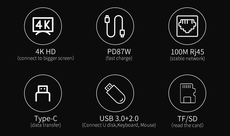 LIQI 8in1 USB C Hub mit 4K HDMI, RJ45 Ethernet, SD/TF Kartenleser und PD Schnellladung für deinen Laptop - Bild 3