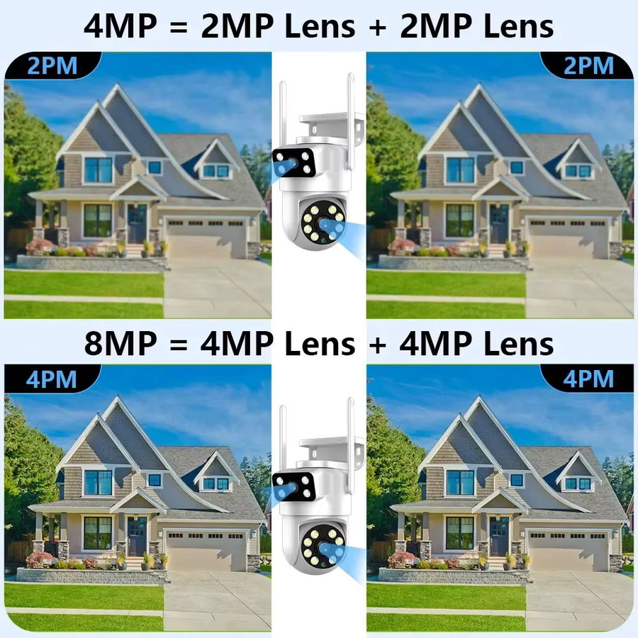 Tuya 4K 8MP Dual Objektiv WIFI PTZ Outdoor Überwachungskamera mit Dual Screen, AI Human Auto Tracking und Sprachsteuerung für Alexa und Google, Weiß - Bild 3