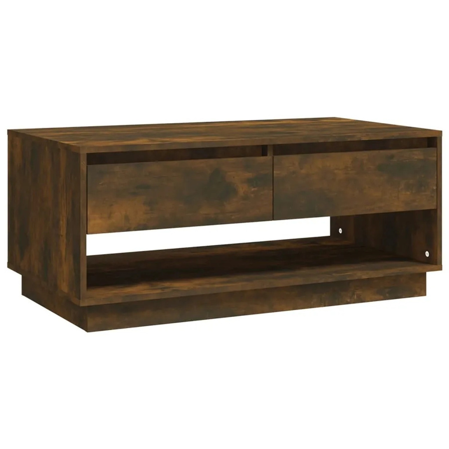 vidaXL Couchtisch in Räuchereiche, moderner Couchtisch aus Holzwerkstoff, Braun, B/T/H: 102,5 x 55 x 44 cm - Bild 2