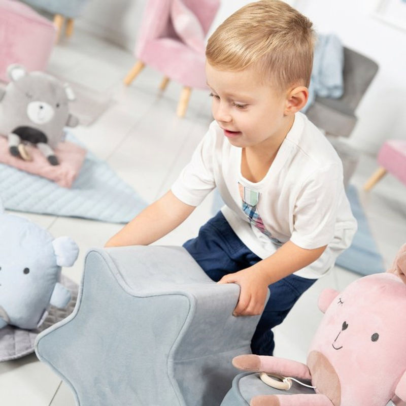 Gepolsterter Roba Kinderhocker in Sternform aus Samtstoff, Hellblau Sky, B: 32,0 cm, T: 32,0 cm, H: 24,0 cm - Bild 3