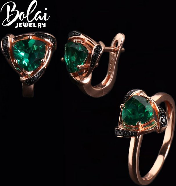 bolaijewelry Ohrringe, 925 Silber, Smaragd, Damen - Bild 1