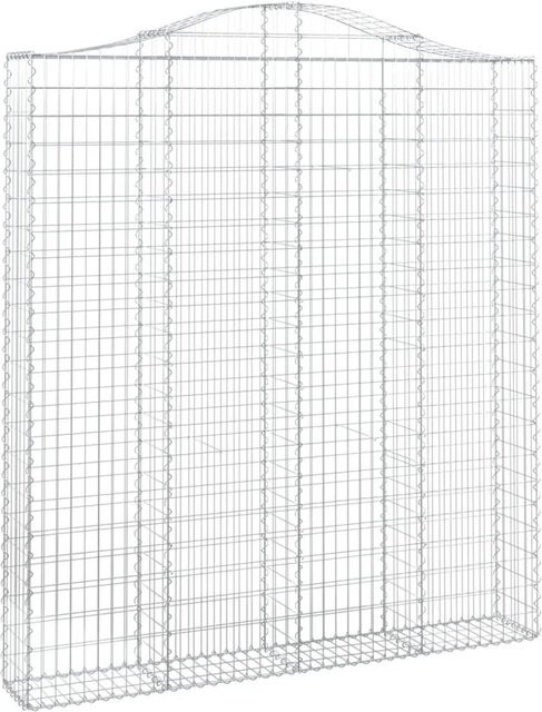 vidaXL Gabione mit Hochbogen aus verzinktem Eisen in Silber, B/T/H: 200 x 30 x 220/240 cm - Bild 1