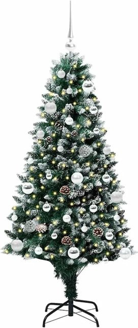 vidaXL Künstlicher Weihnachtsbaum mit 150 warmweißen LEDs in Grün, Höhe: 150 cm - Bild 1