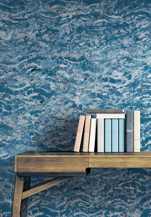 Isidore Leroy Mural Aqua Mediterranee Wandtattoo in Blau mit abstraktem Design - Bild 1