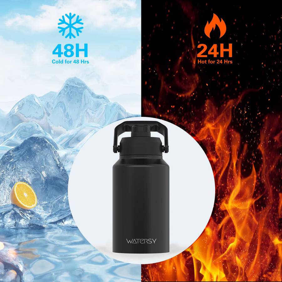 WATERSY Isolierte Edelstahl Thermoskanne aus Edelstahl, 2,5 l, Farbe: Green/Black - Bild 5