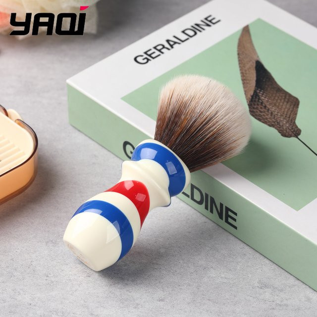 Yaqi Barber Pole Style Rasierpinsel, 24mm, Braun, Synthetisch - Bild 1