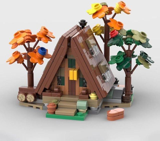 Binchi Keji Travel Wälder Hütten Ziegel Gebäude Mini Holzhaus, Bausteinsets, mit Licht, ab 3 Jahren - Bild 1