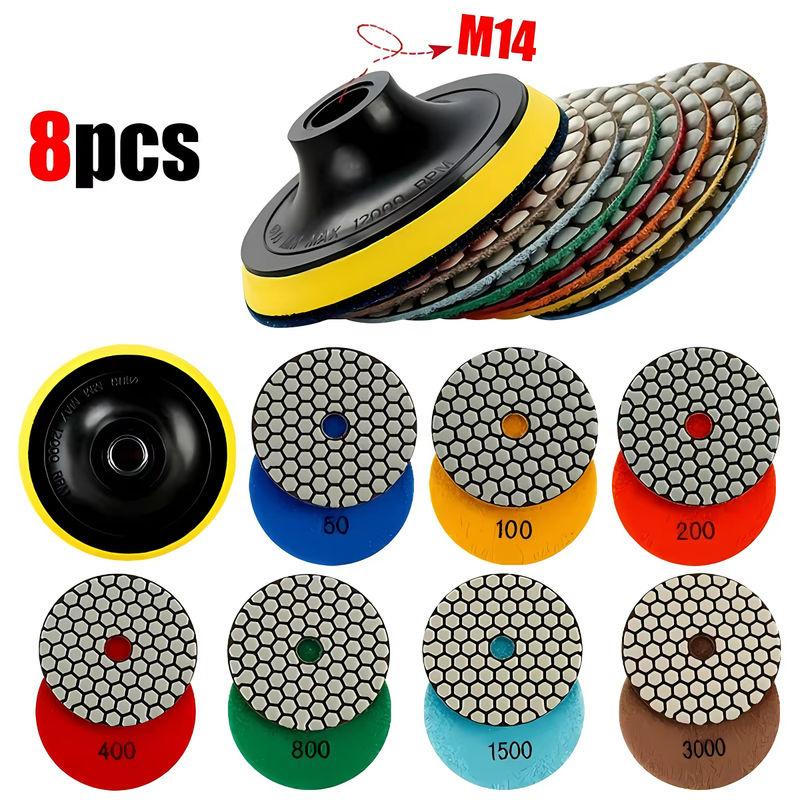 WIDEEP 8-teiliges Diamant-Polierpad-Set 4 Zoll Trockenschleifscheiben für Granit, Marmor, Glas und Beton - Bild 2