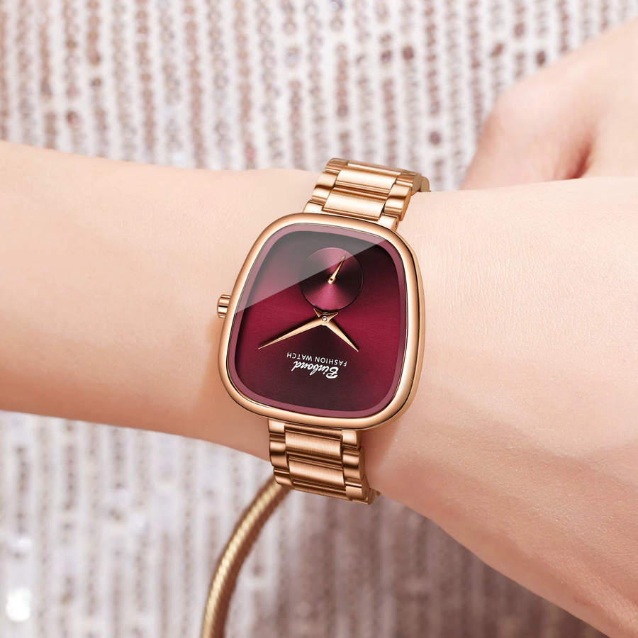 BINBOND Armbanduhr Quarz, Edelstahl, Roségold, Schwarz, Damen - Bild 3