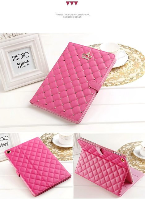 Tablet-Hülle mit Krone Diamant Ständer für Apple iPad Air, Pro und Mini in Rot - Bild 1