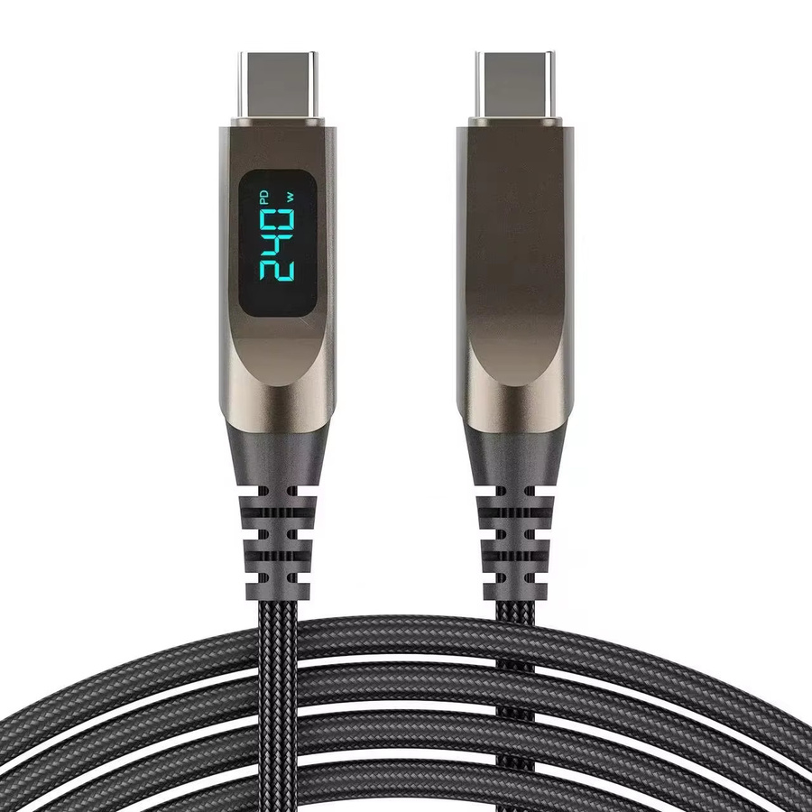 VBVC USB-C Datenkabel mit 240W Schnellladefunktion und Echtzeit-Digitalanzeige in Schwarz für iPhone 15 16 17 Pro Max, Xiaomi und Android-Geräte - Bild 3