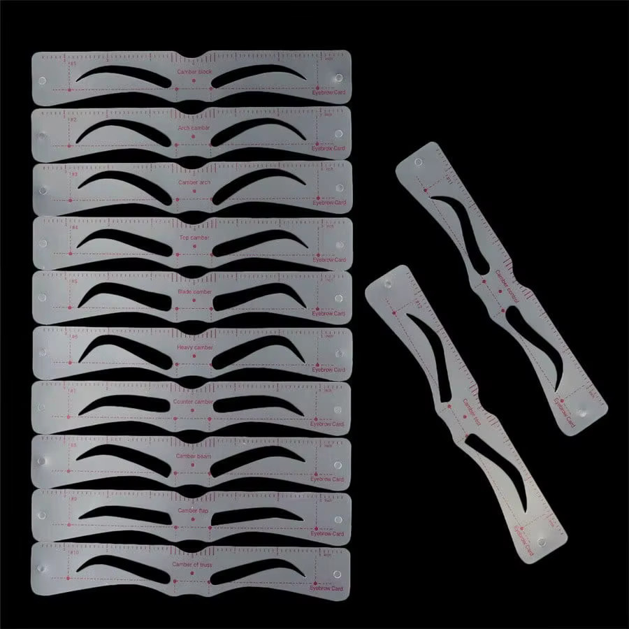 Augenbrauen-Set mit 12 Schablonen und Rasierern, Weiß, Unisex - Bild 6