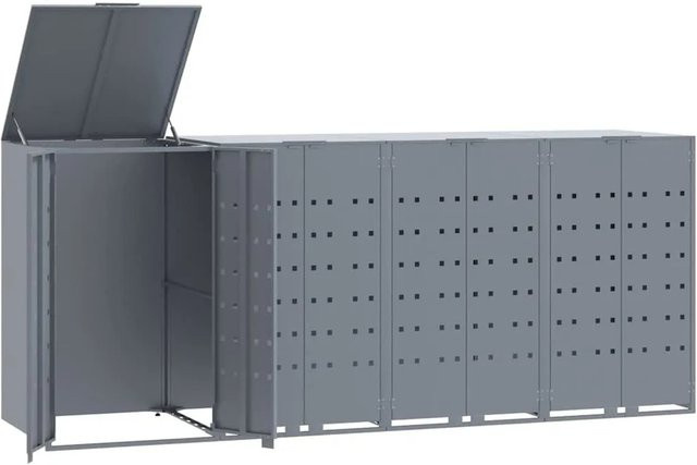 DELUKE Mülltonnenbox GORILO Mülltonnenverkleidung für 4 Tonnen aus Stahl in Grau, B/T/H: 276 x 79 x 117 cm - Bild 1