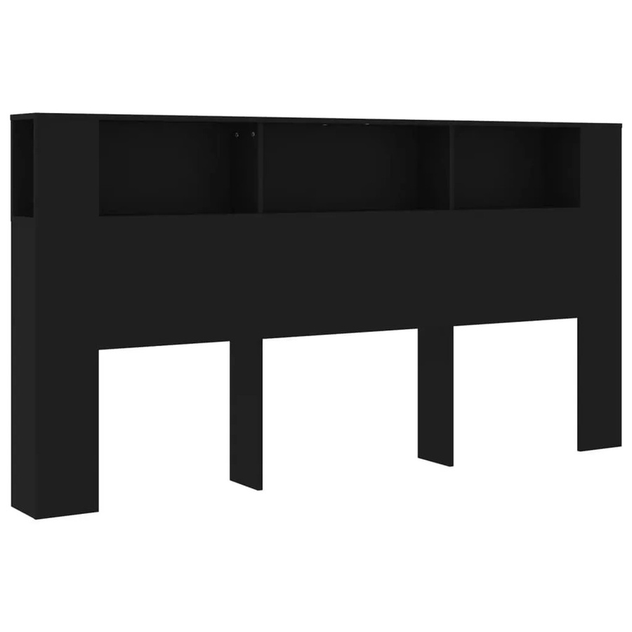 vidaXL Kopfteil mit integrierten Ablagen Schwarz B: 200 cm, T: 18,5 cm, H: 104,5 cm - Bild 2