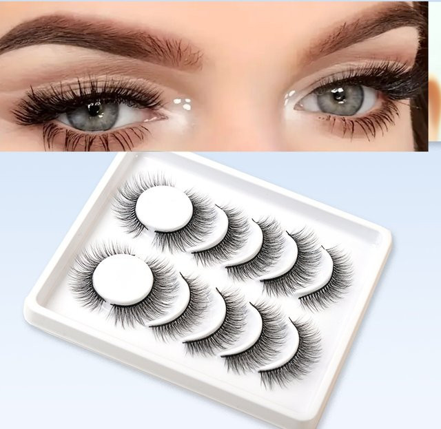 6 Paar falsche Wimpern, 3D selbstklebend, Vollstreifen, Schwarz, Unisex - Bild 1