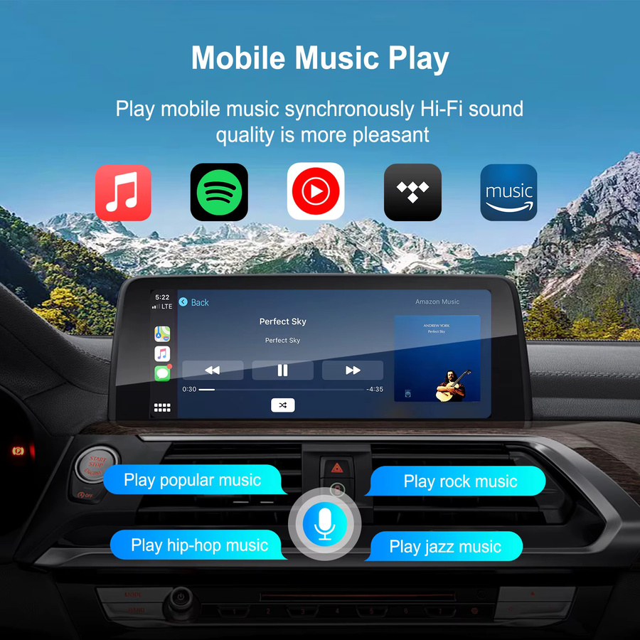 ANYFAR Kabelloser CarPlay und Android Auto Nachrüst-Decoder für BMW NBT ID4 System mit OEM-Bildschirm und IDrive-Steuerung, Farbe: Schwarz - Bild 2