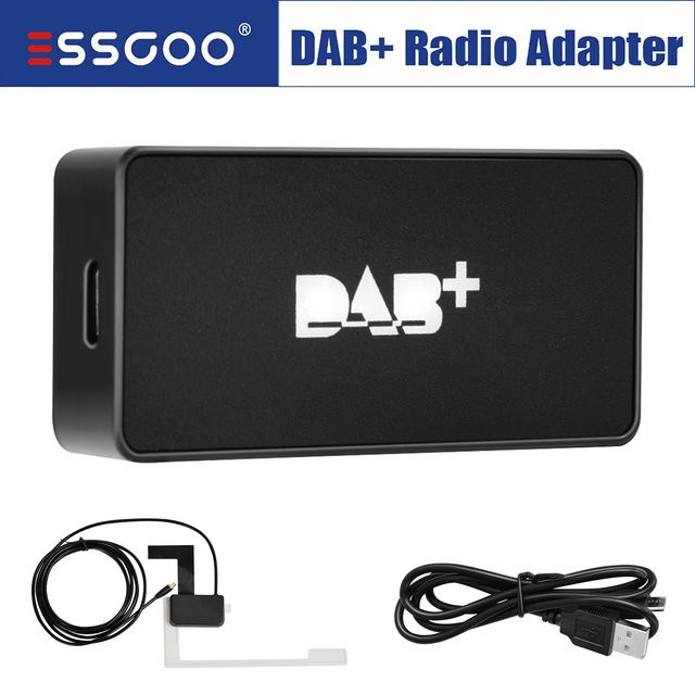 ESSGOO USB DAB+ Autoradio Adapter Digital Tuner mit Antenne für Android Autoradios in Schwarz - Bild 1