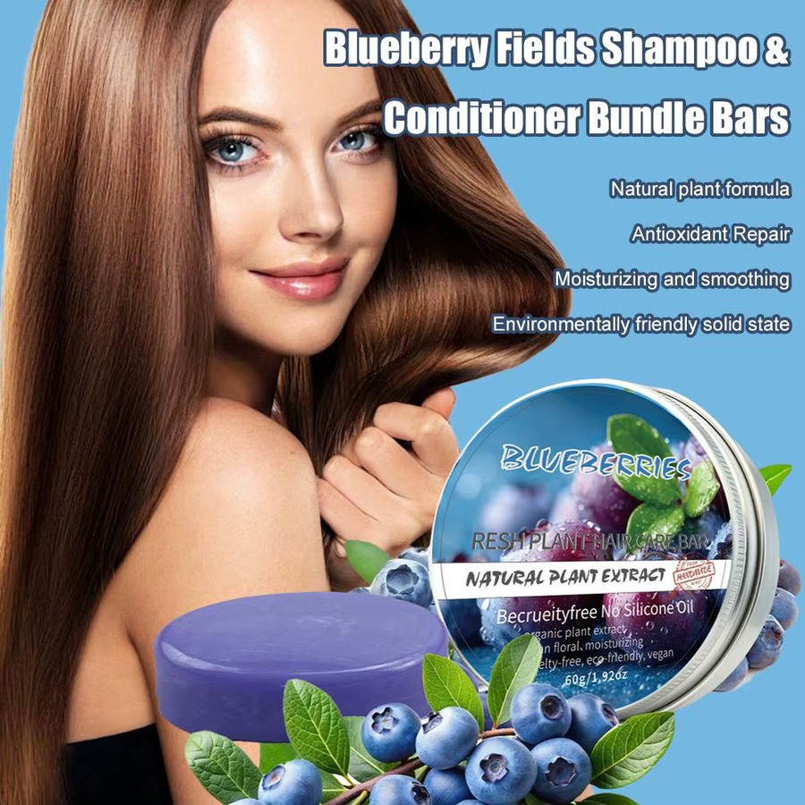 Blaubeer Shampoo & Conditioner Bar Set, Feines Haar, Unisex - Bild 5