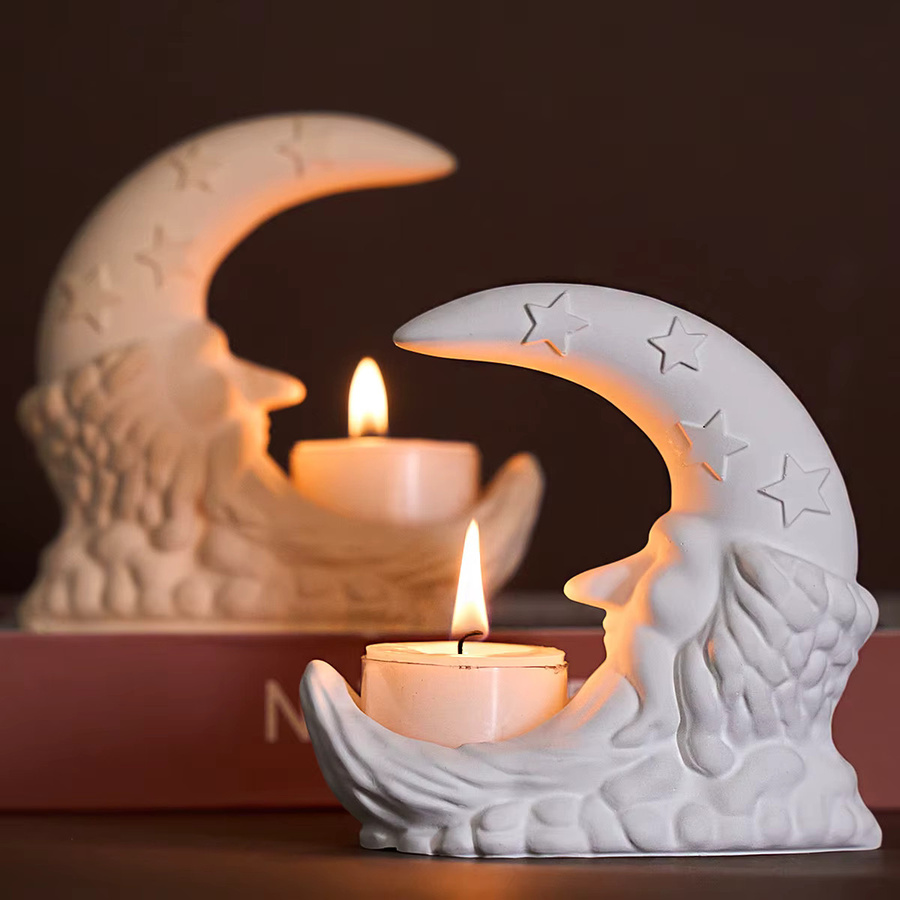 Silikonform für DIY Mond Kerzenhalter und Santa Claus Design zur Herstellung von Teelichthaltern aus Gips oder Beton - Bild 3
